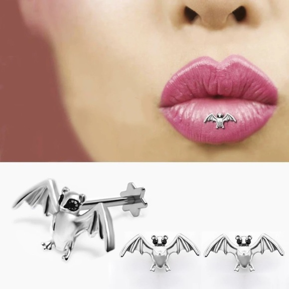 Textured bat lip or ear ring - Picture 1 of 5